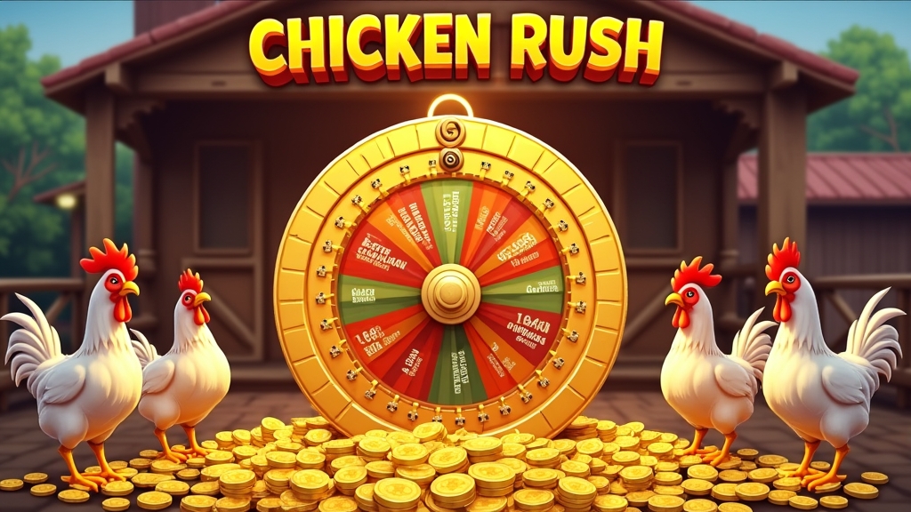 Farmer's market with jackpot wheel and chickens in barn